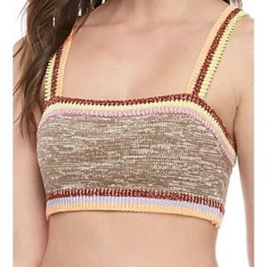 Free People In the Sun Boho Knit Brami Bralette Crop Top Size Medium